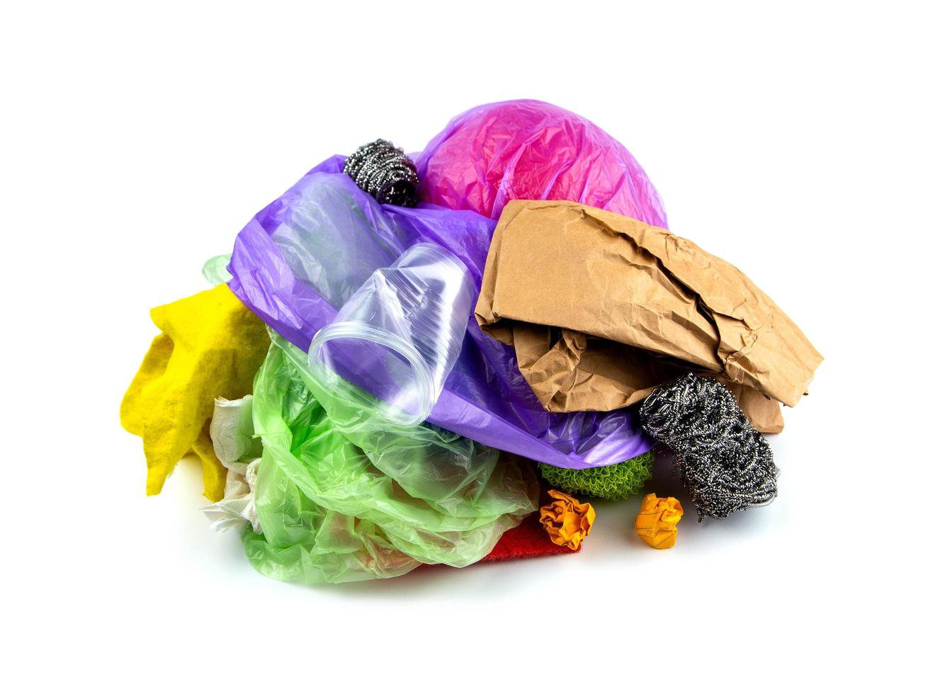 A pile of trash on white background photo