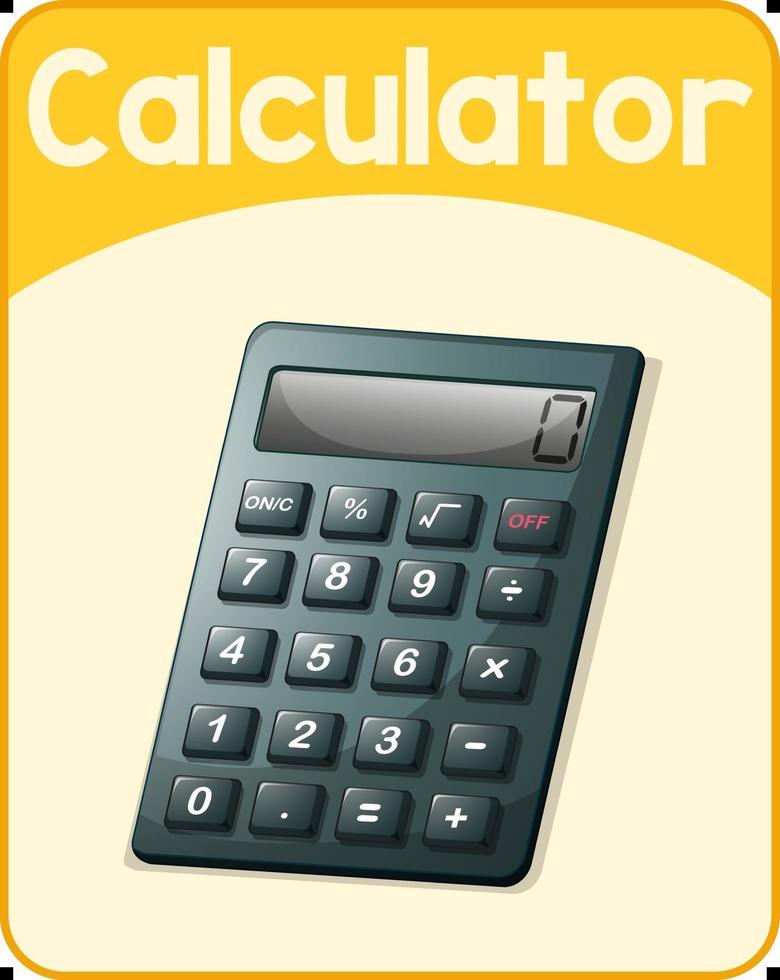 Educational English word card of calculator vector