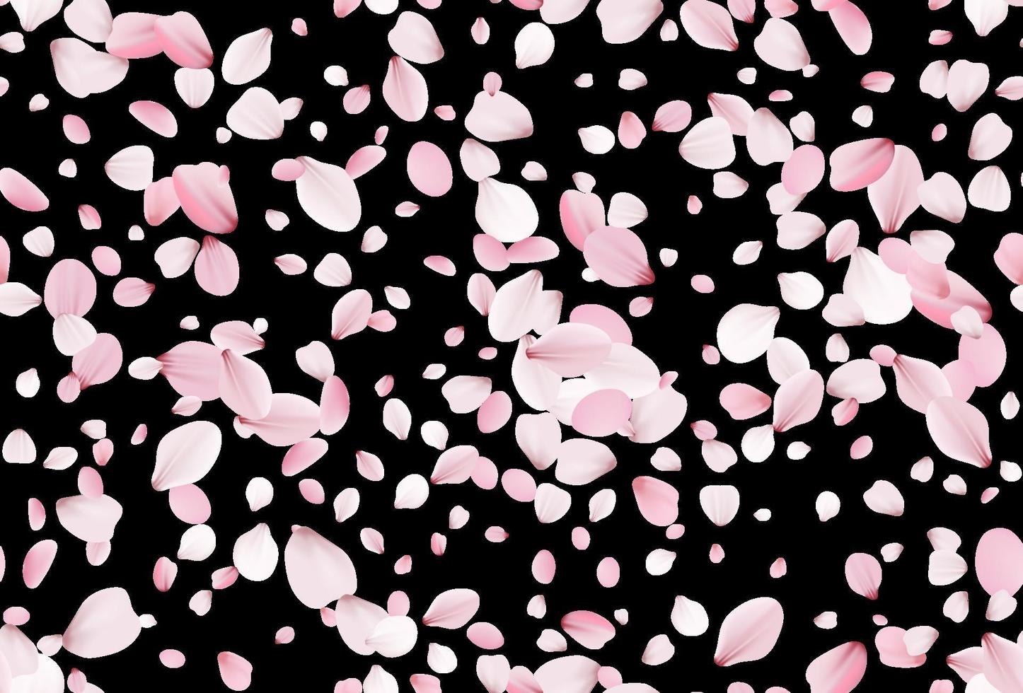 Seamless sakura petals Falling realistic cherry petals vector