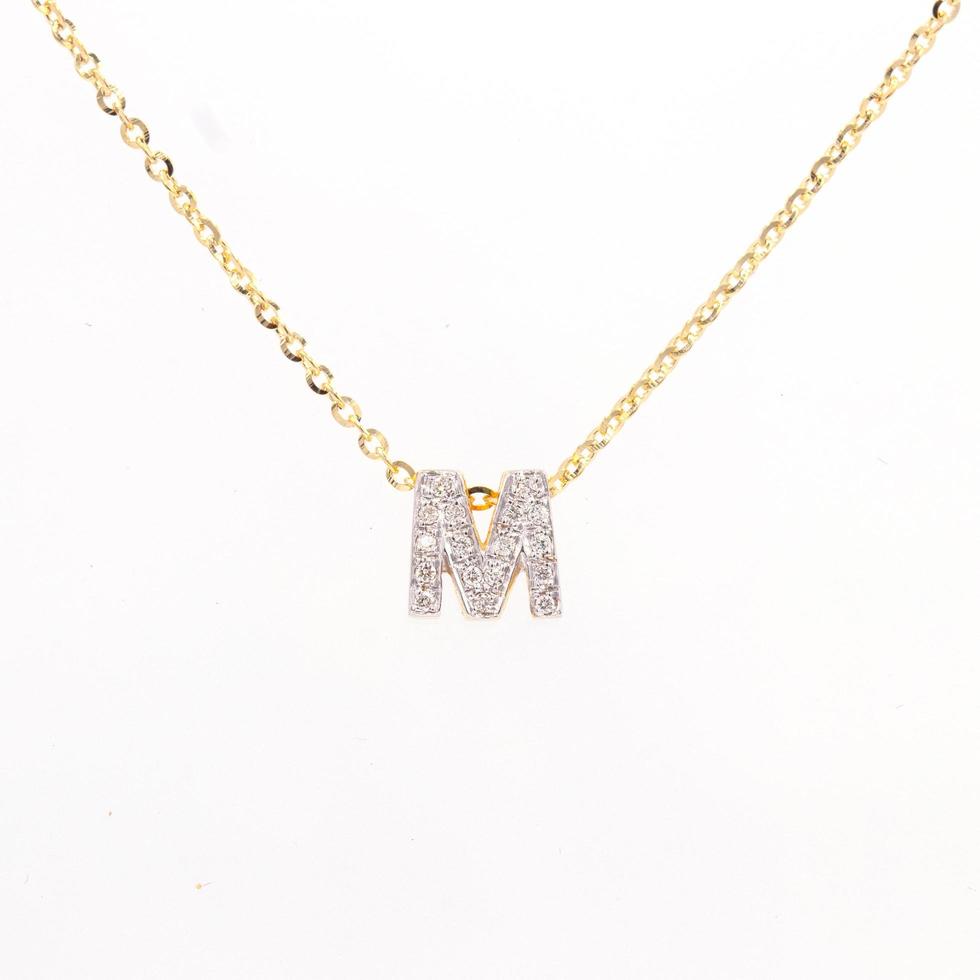 Diamond pendant 9k gold with necklace photo