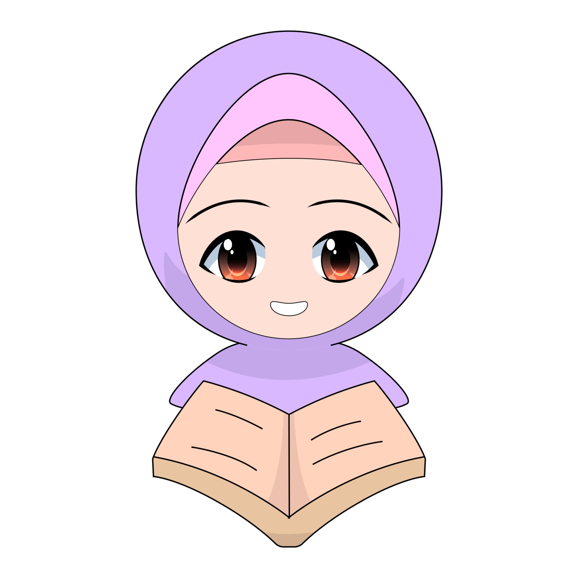 Cartoon Muslim girl reading a book or the Quran 2438433 Vector Art at  Vecteezy