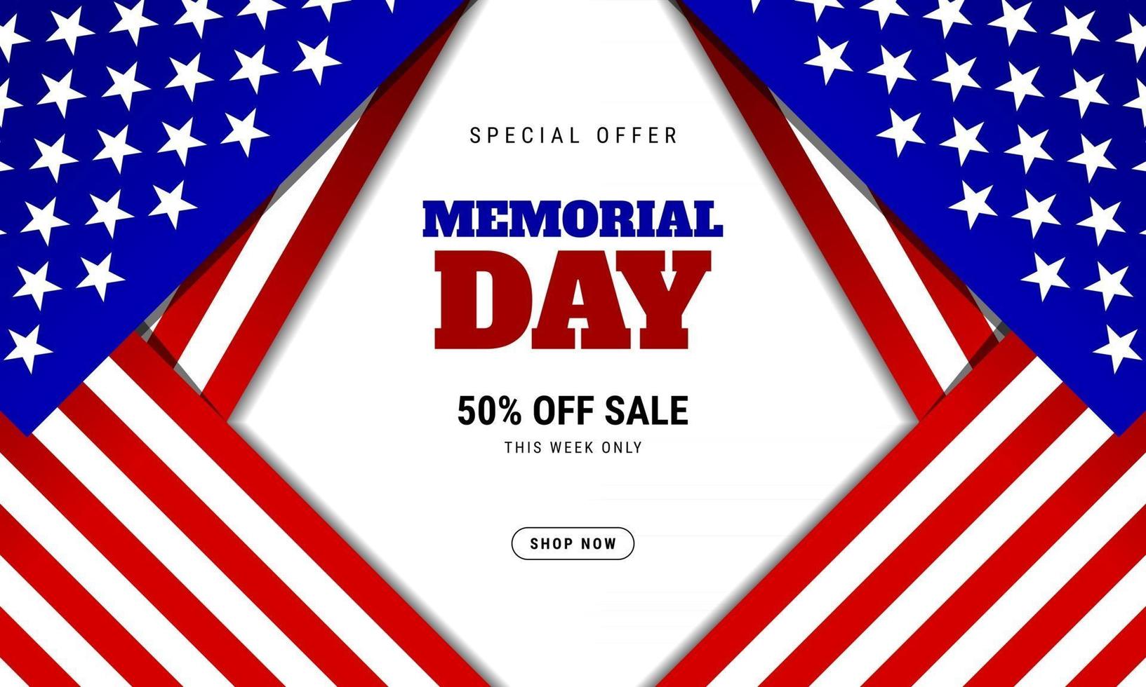 Modern background for the USA Memorial Day sale banner template design vector