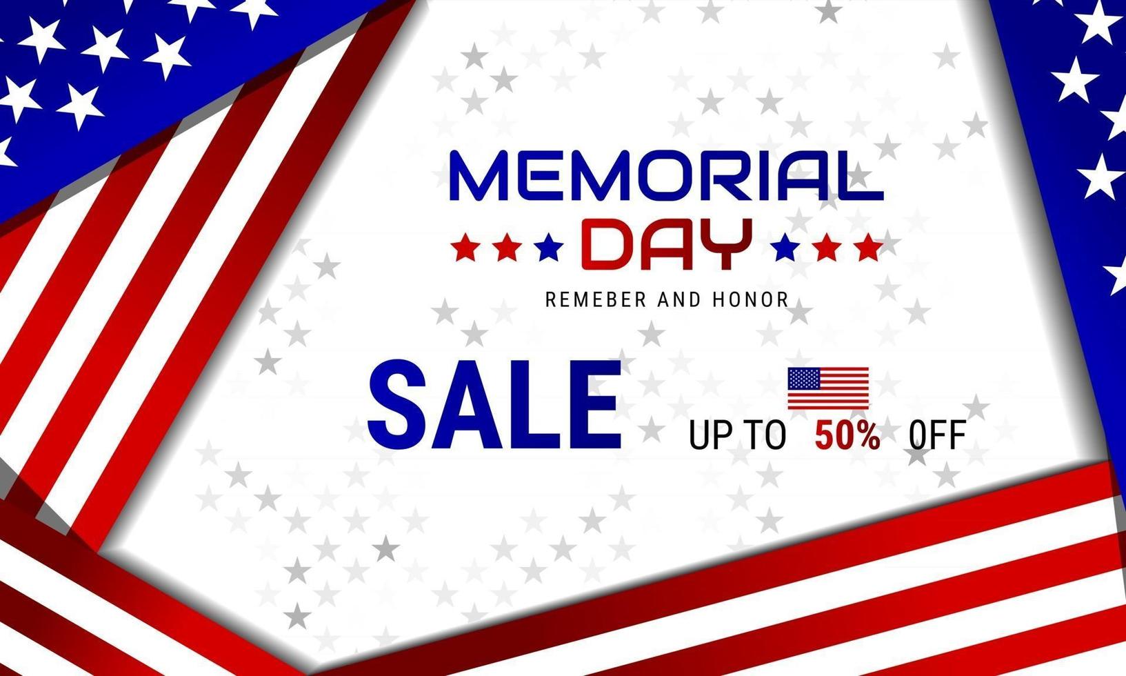 Modern background for the USA Memorial Day sale banner template design vector