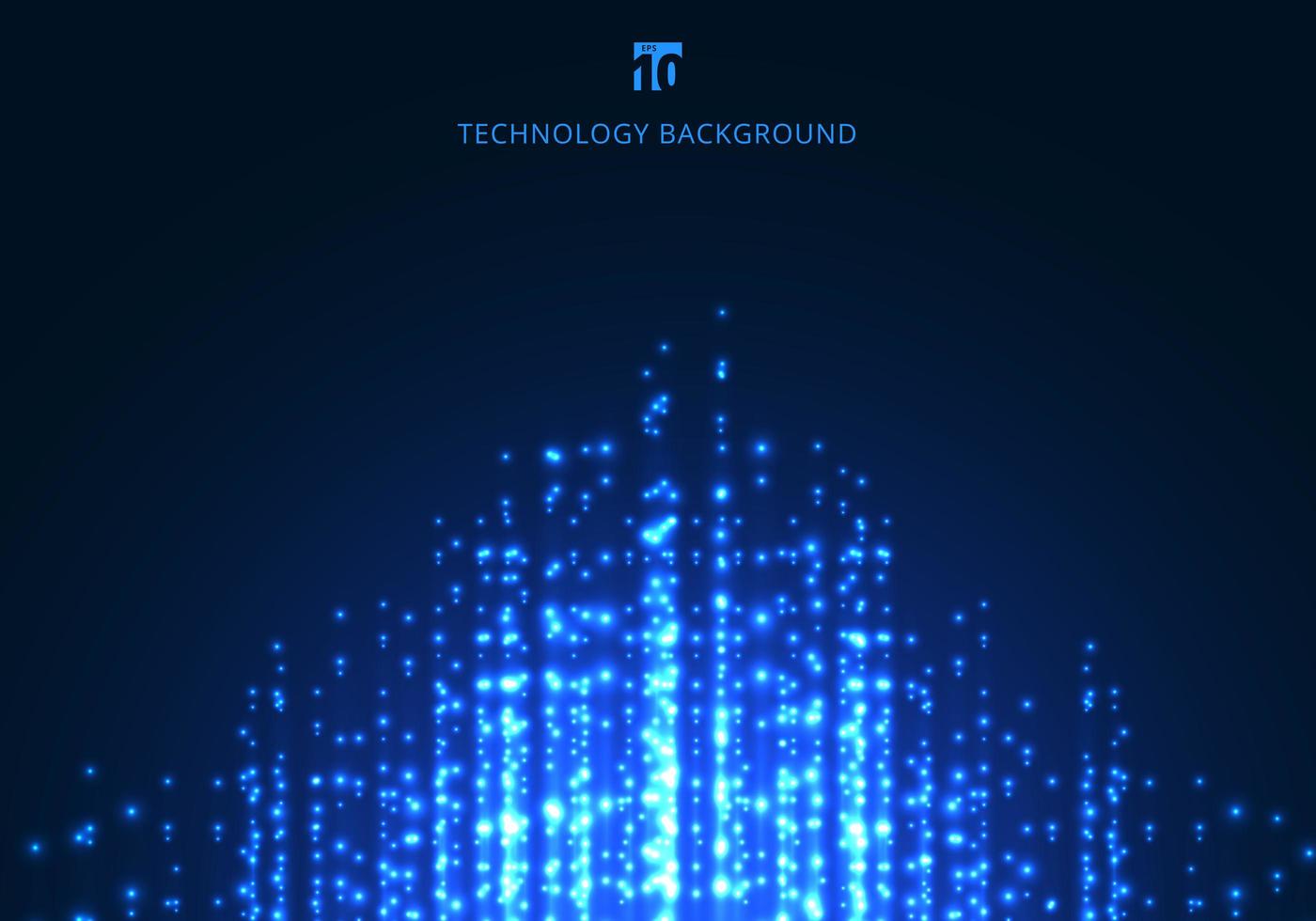 Abstract technology blue magic sparkling glitter particles lines on dark background vector