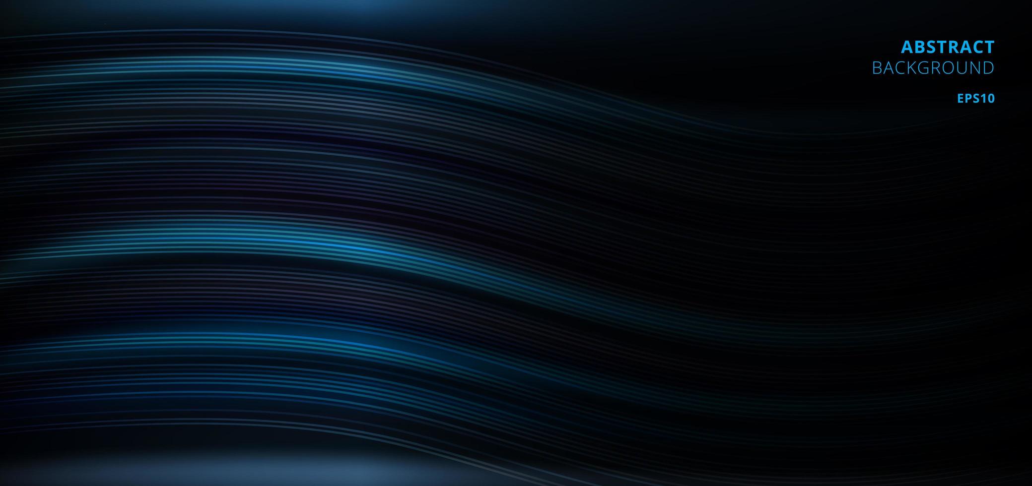 Abstract movement curve lines and light pattern on dark blue background with space for text. vector