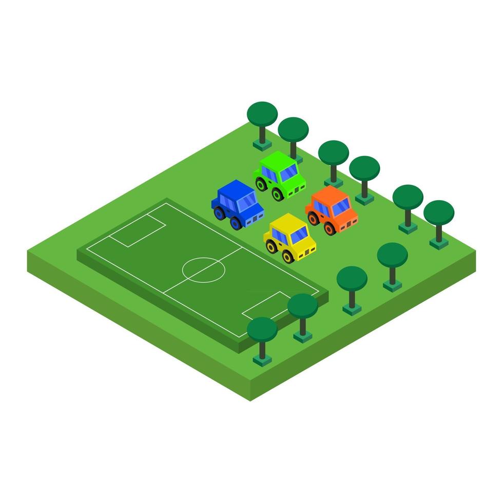 isometric soccer field on background vector