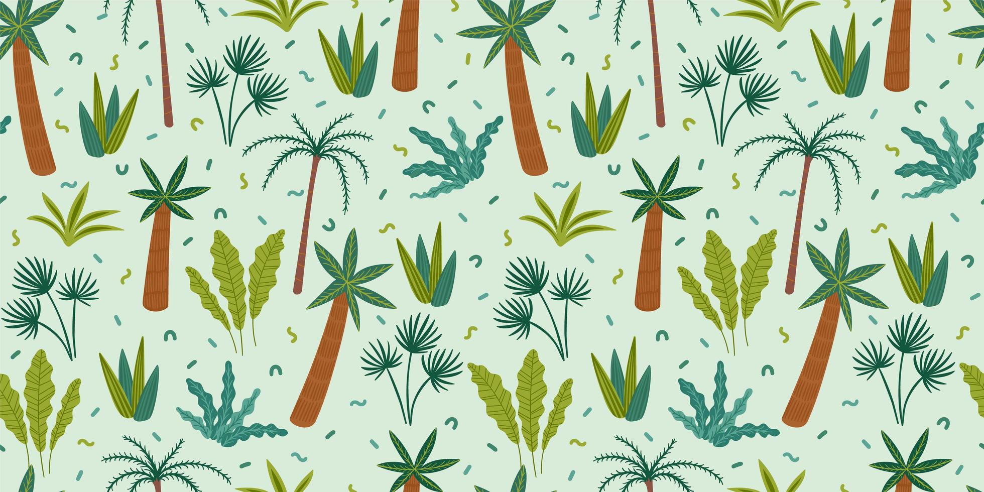 Seamless pattern with abstract tropical plants  Vector design