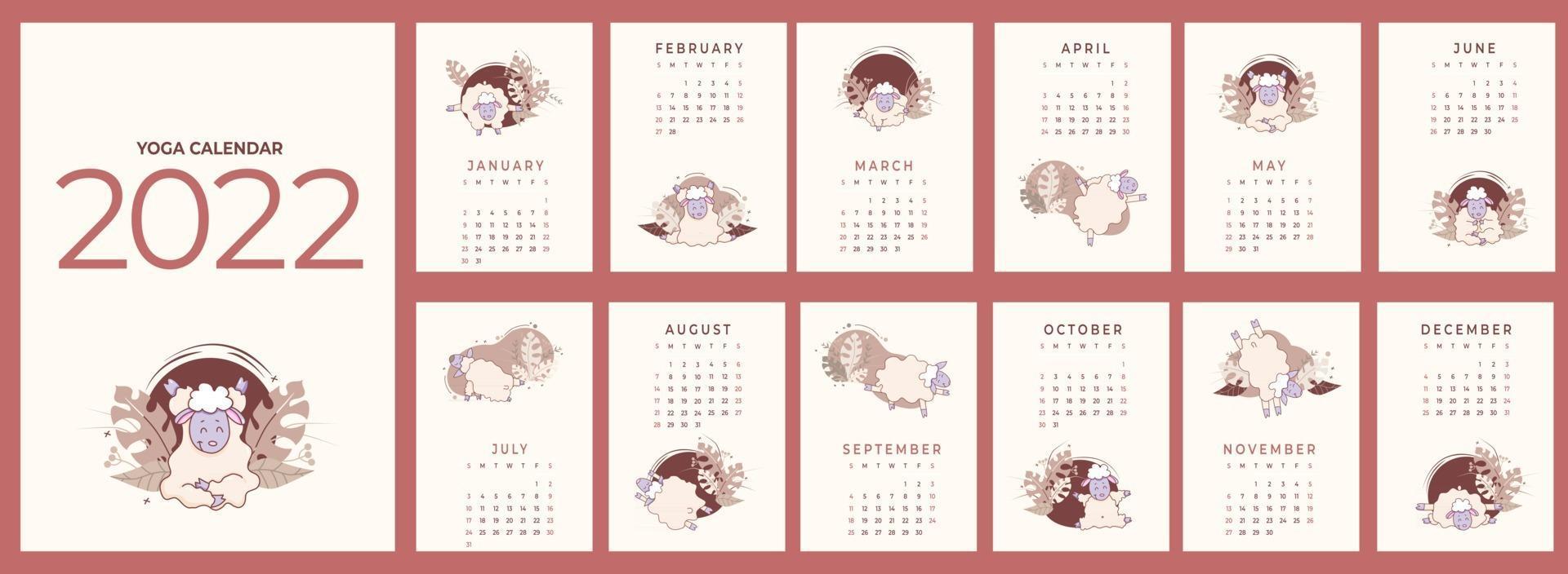 calendar 2022 planner with all months yoga for pets set of