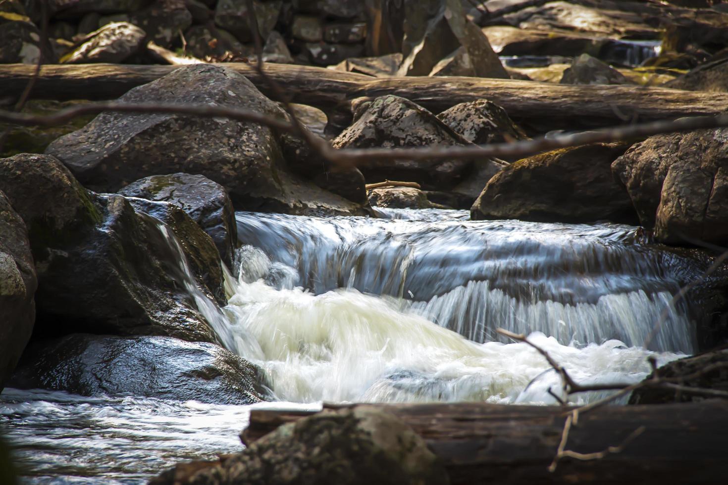 Water flowing over rocks in a stream photo