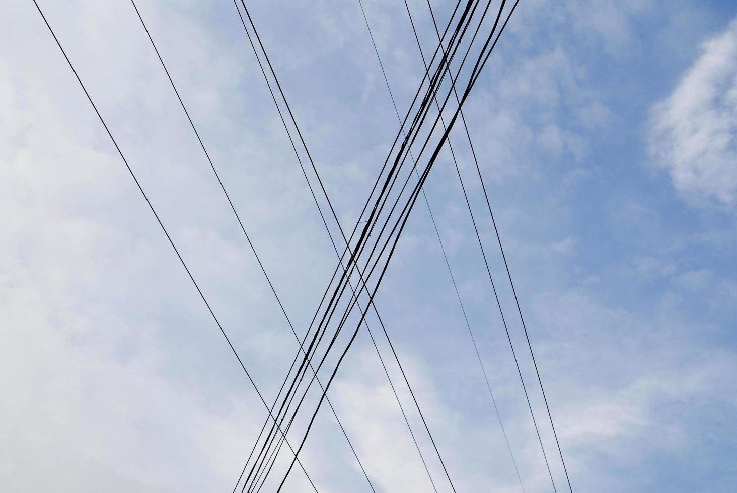 Electricity cables view against the sky photo