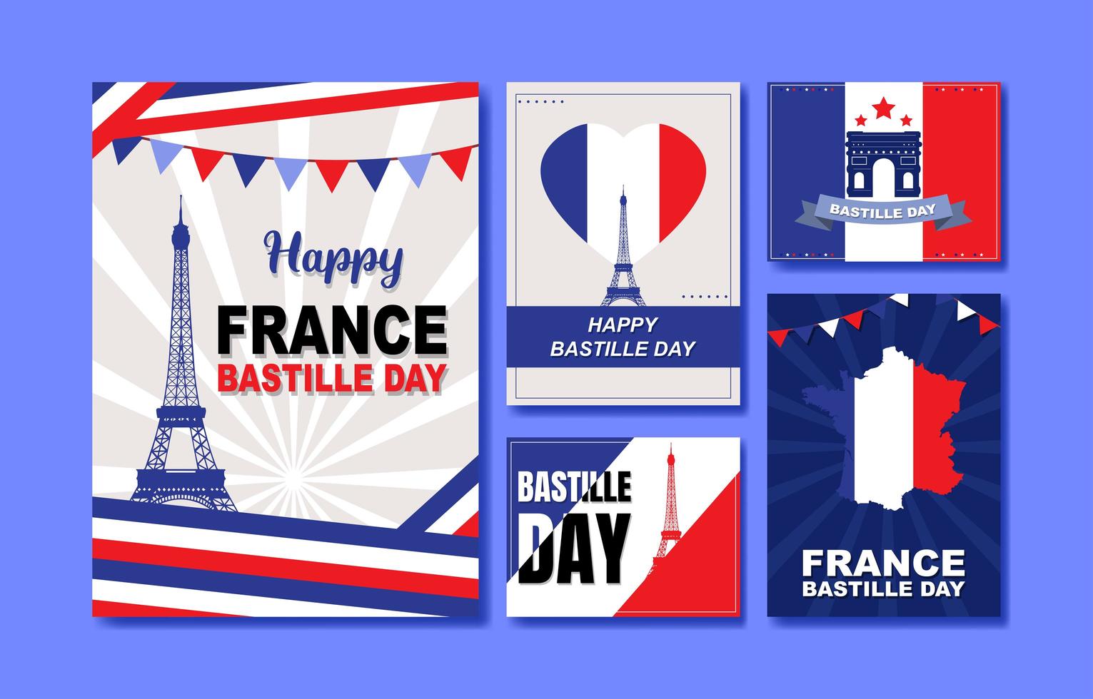 Bastille Day Card Collection vector