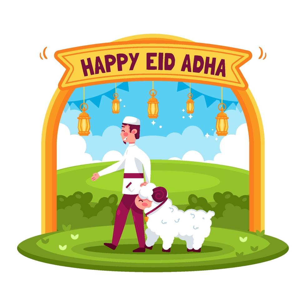 feliz eid adha concepto vector