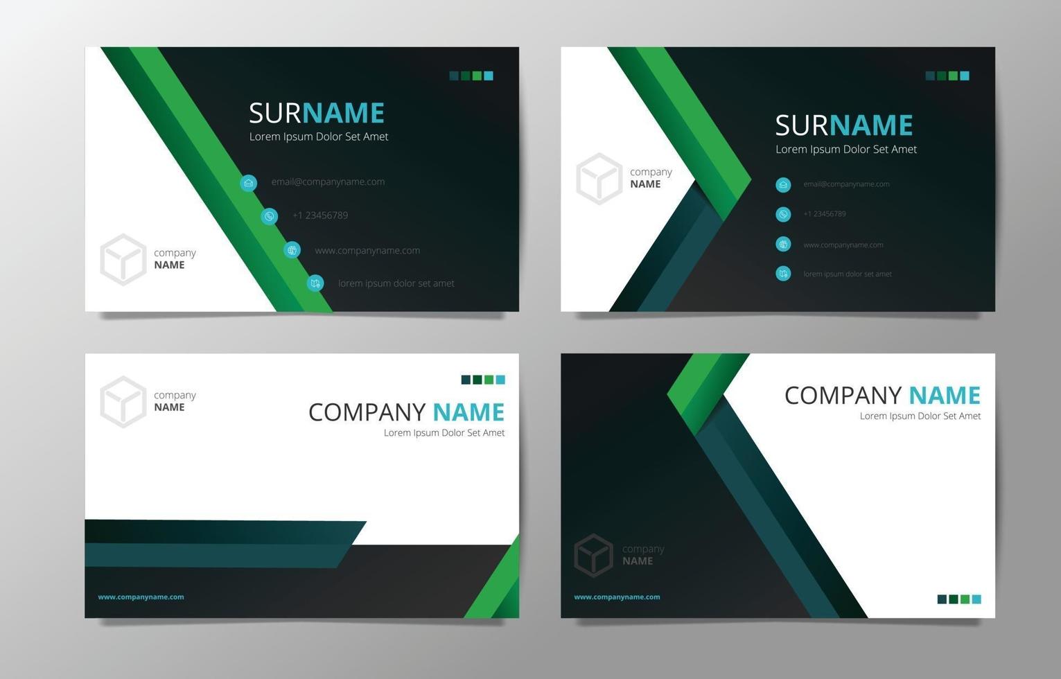 Set of Geometric Green Abstract Shape Business Card Concept vector