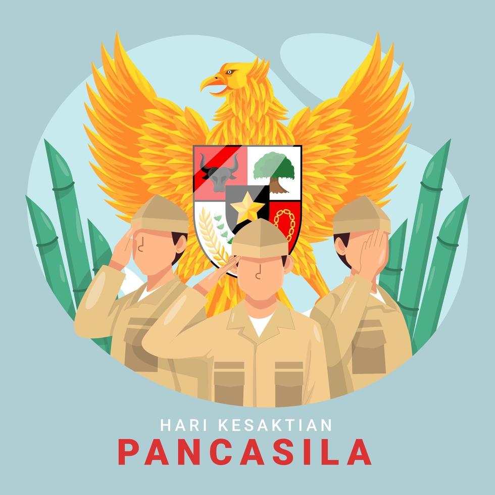 soldado salut en el día de pancasila vector