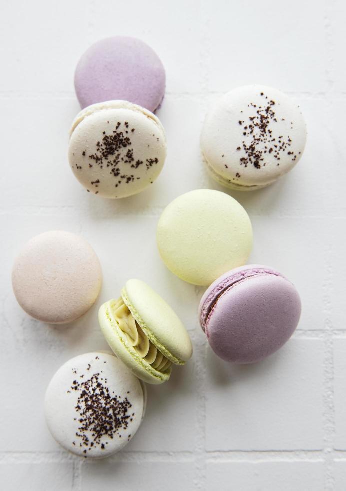 Colorful french macaroons photo