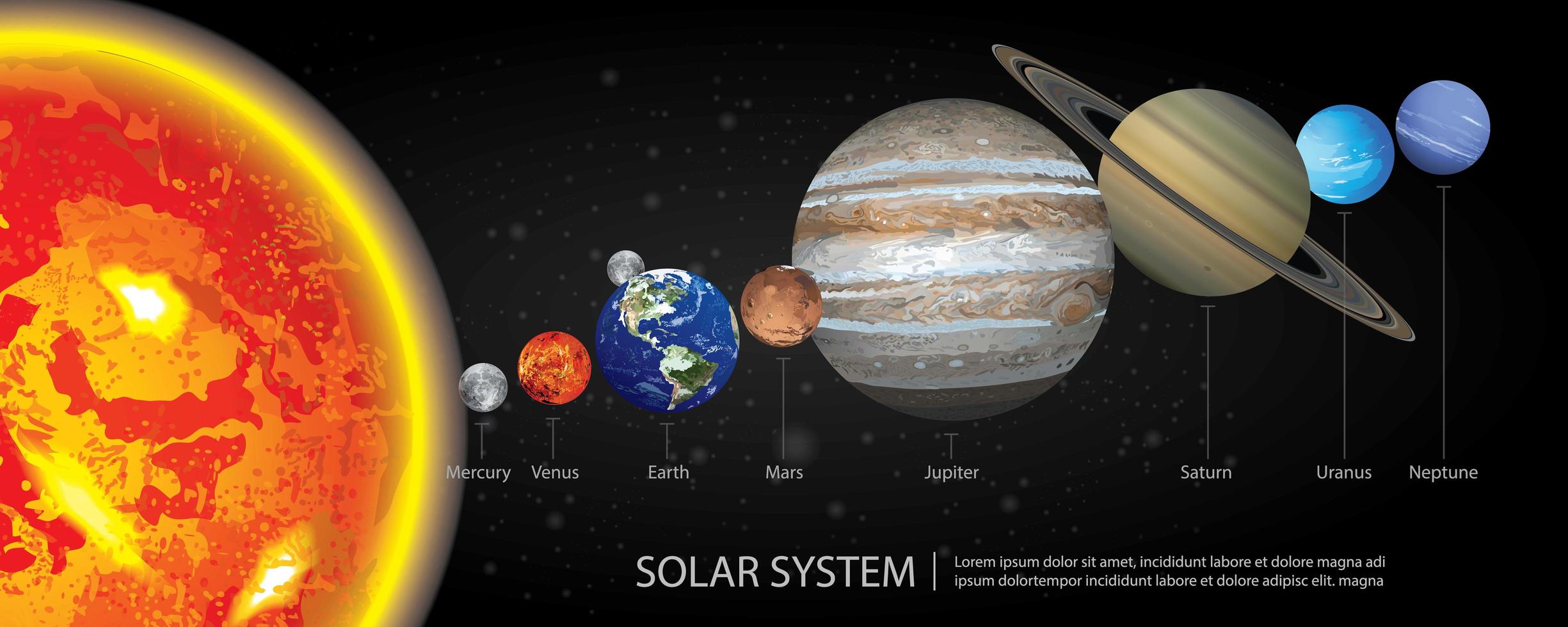 sistema solar de nuestros planetas ilustración vectorial vector