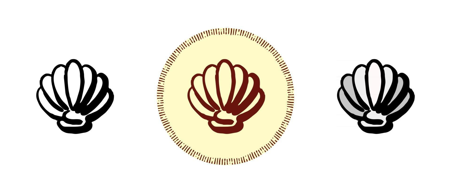 Outline color and retro scallop symbols vector