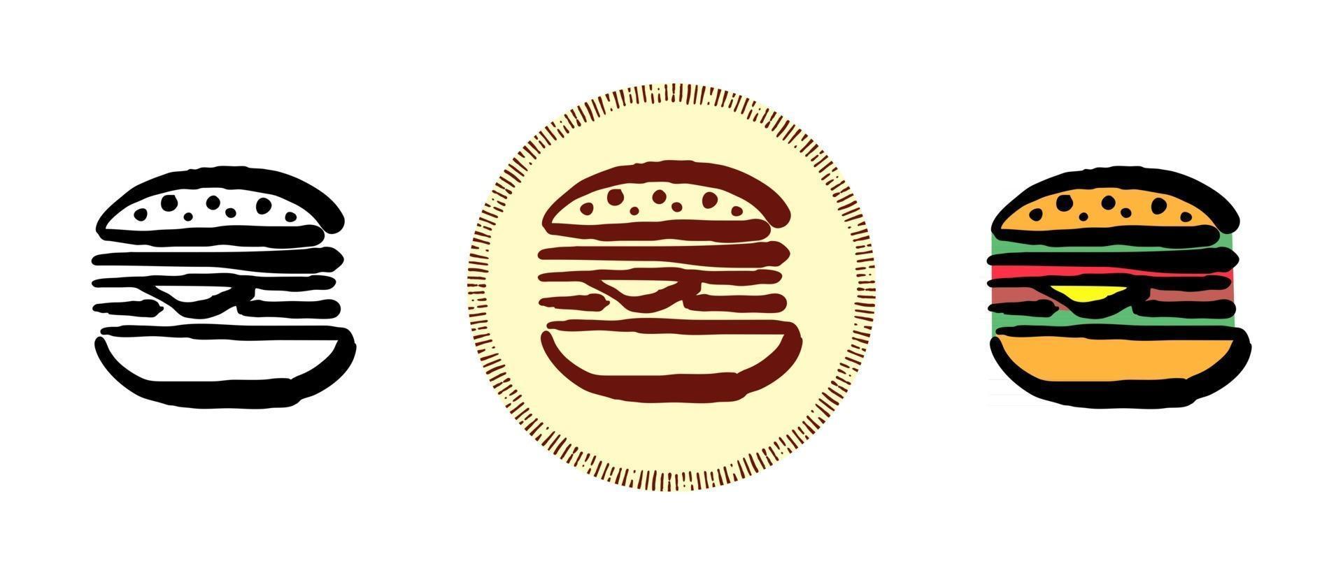 Outline color and retro hamburger symbols vector