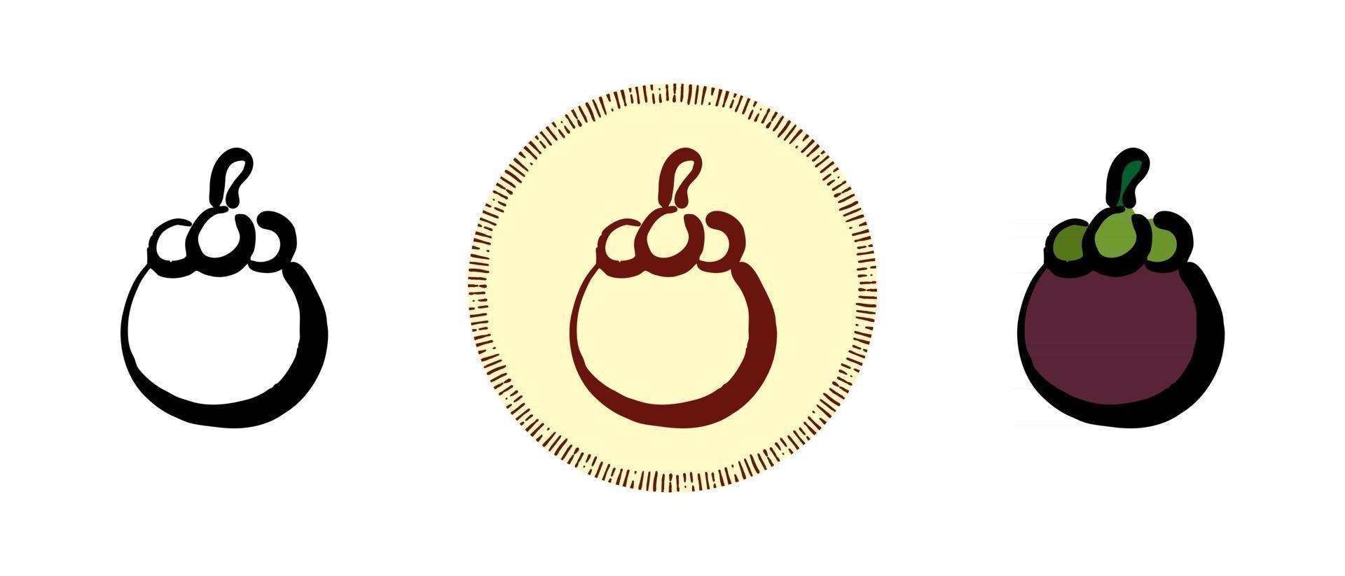 Contour color and retro symbols of mangosteen vector