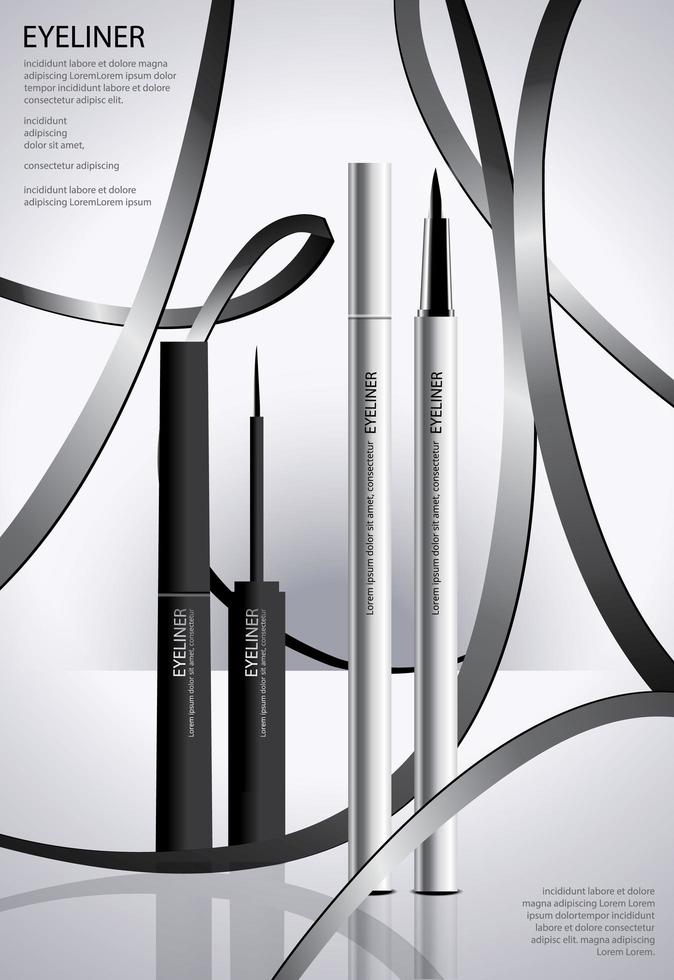 Cosmetic Eyeliner with Packaging Poster Design Vector Illustration