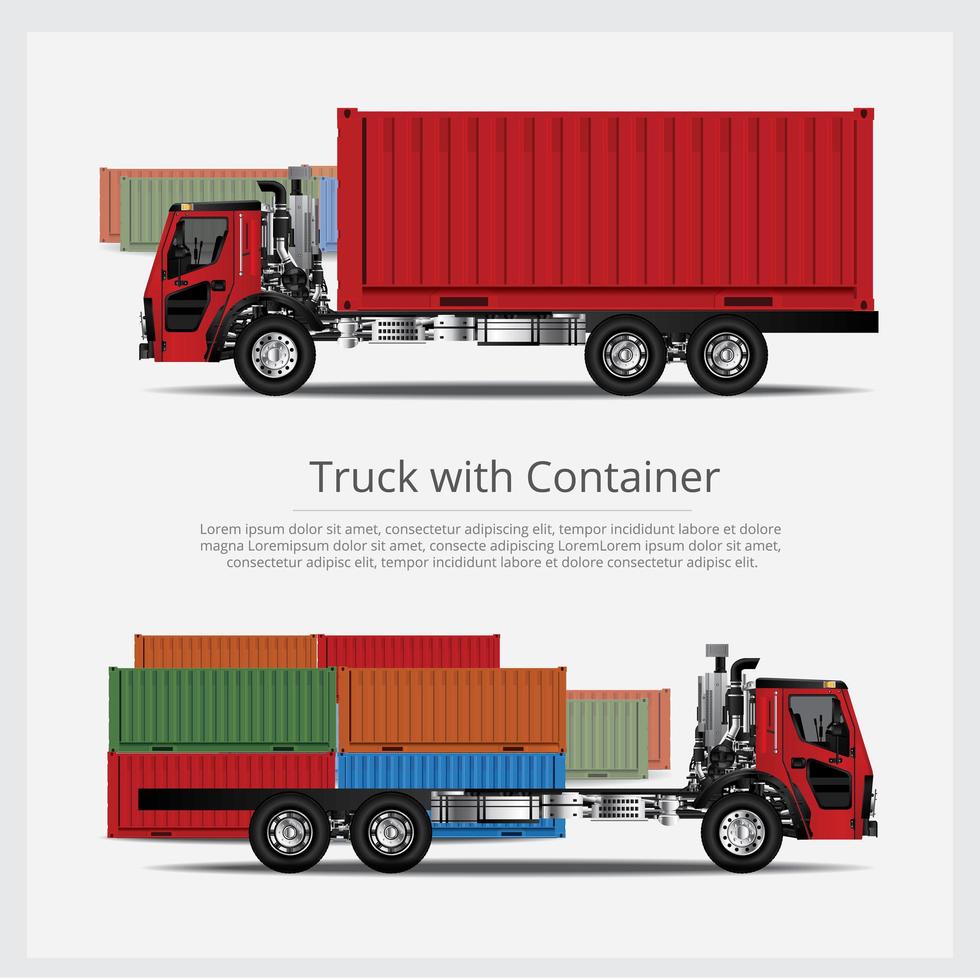 Cargo Trucks Transportation with Container set vector