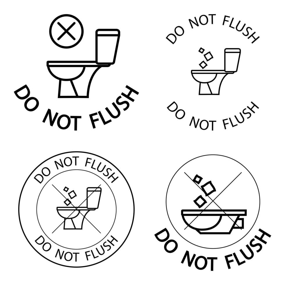 Do Not Flush Toilet No Trash vector