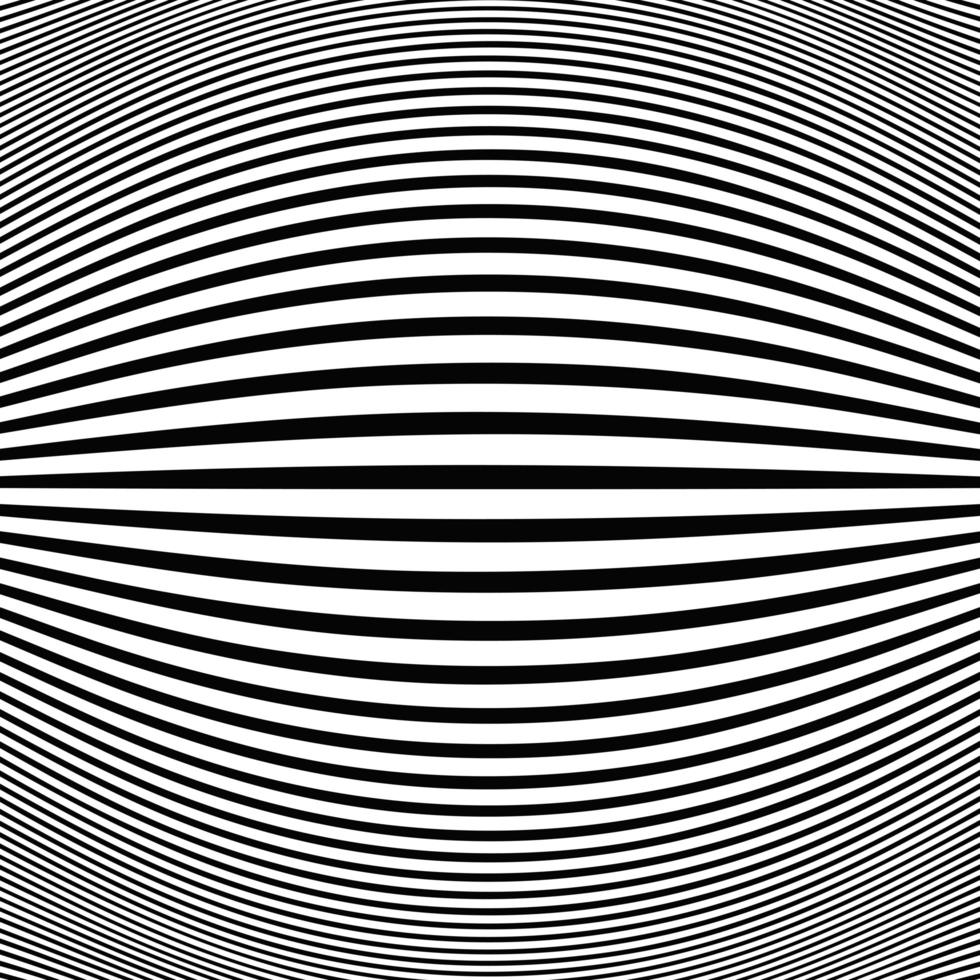 Abstract black stripe line op art fish eye background. vector