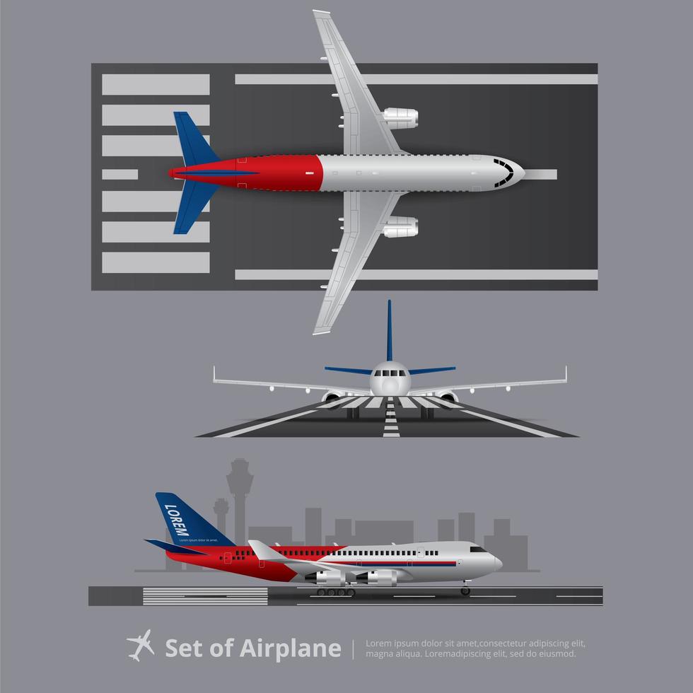 Buque de carga avión aislado conjunto de ilustraciones vectoriales vector