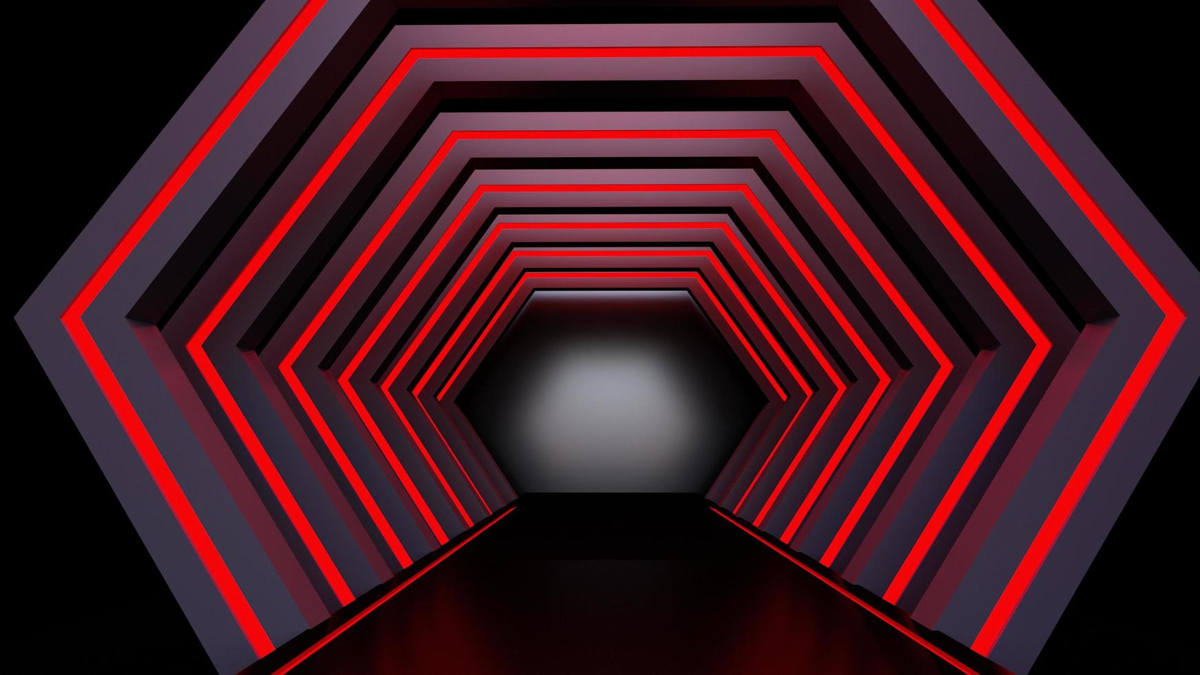3d render de túnel rojo abstracto foto