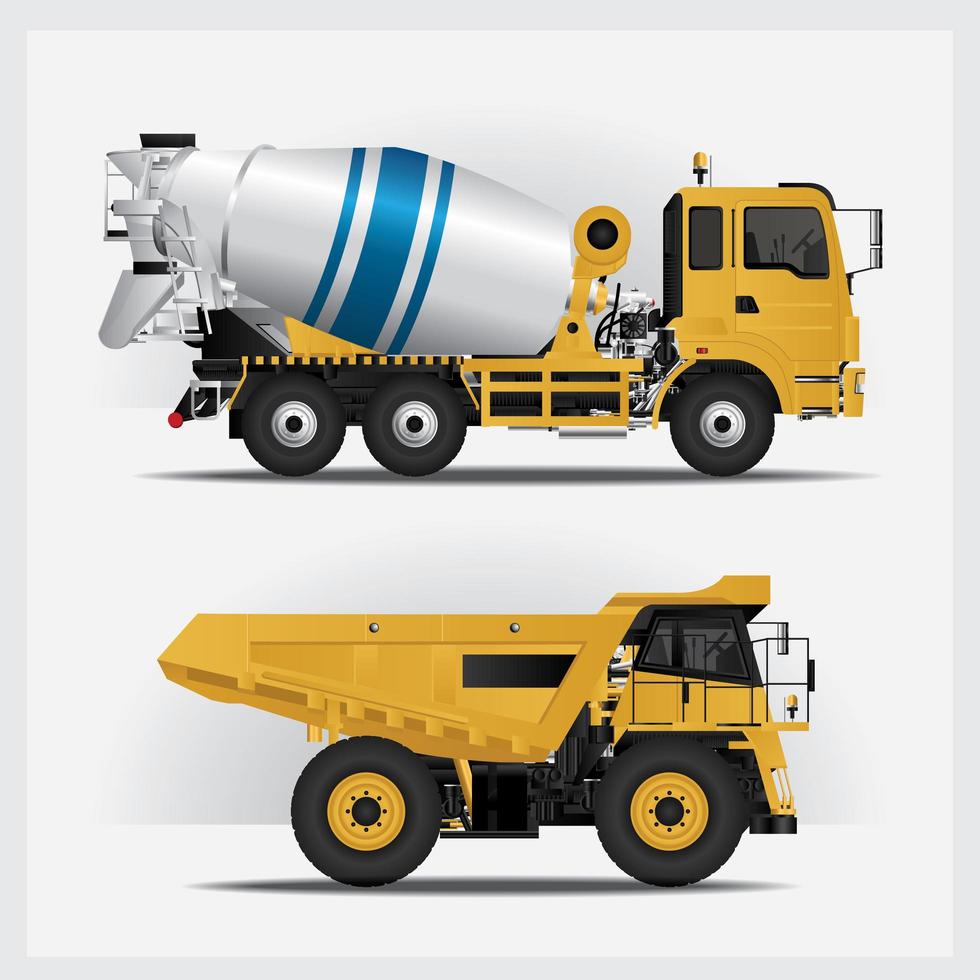 conjunto de ilustración de vector de vehículos de construcción