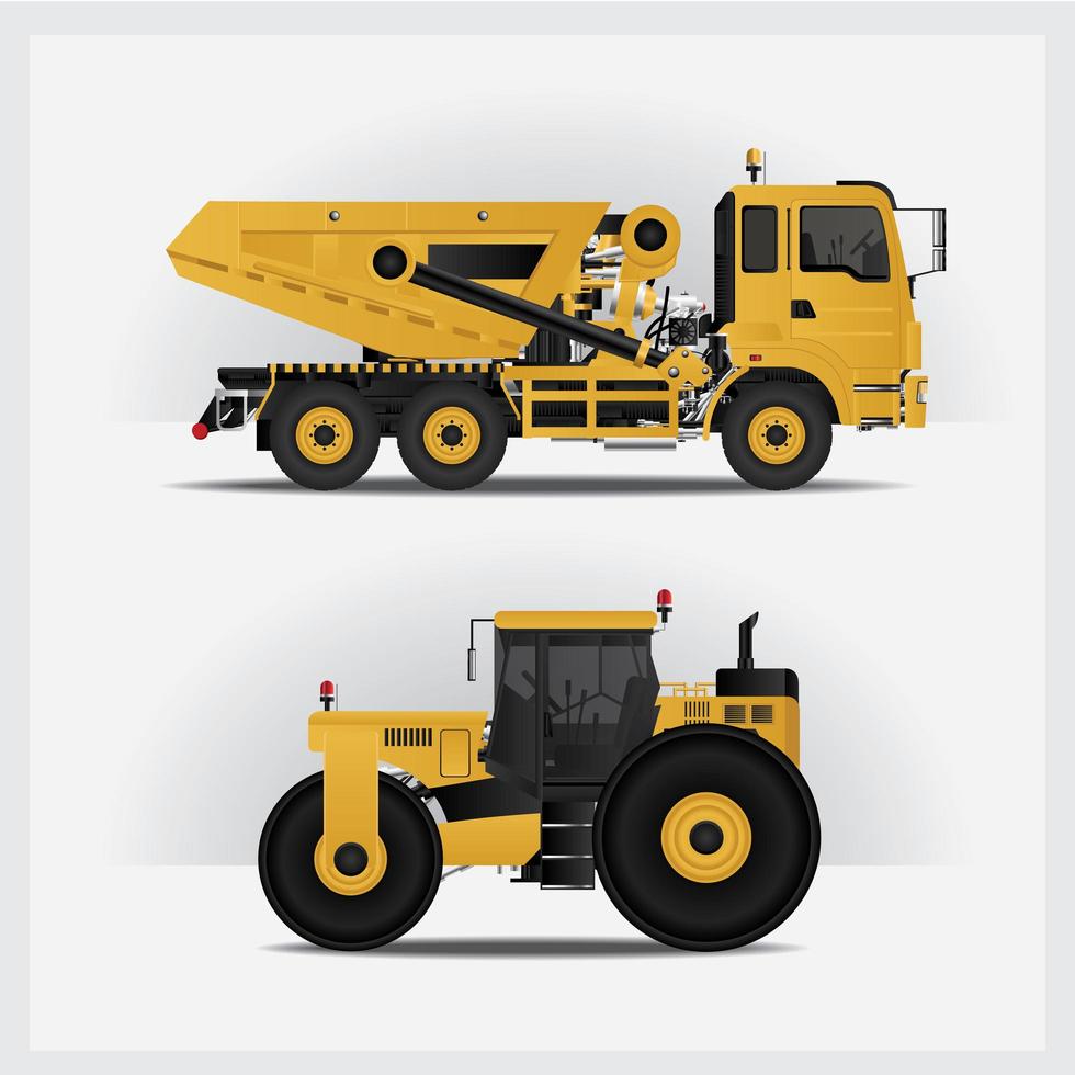 Construction Vehicles Vector Illustration set