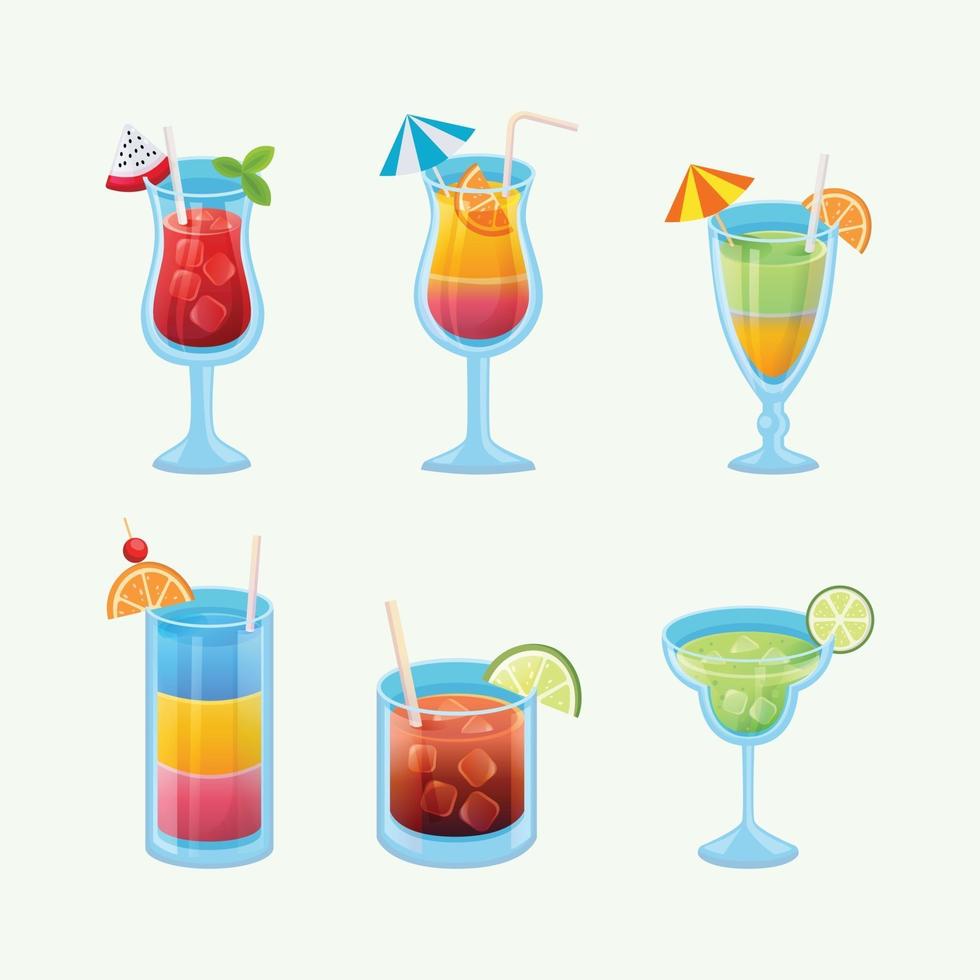 Set of Tropical Coctails Drinks vector