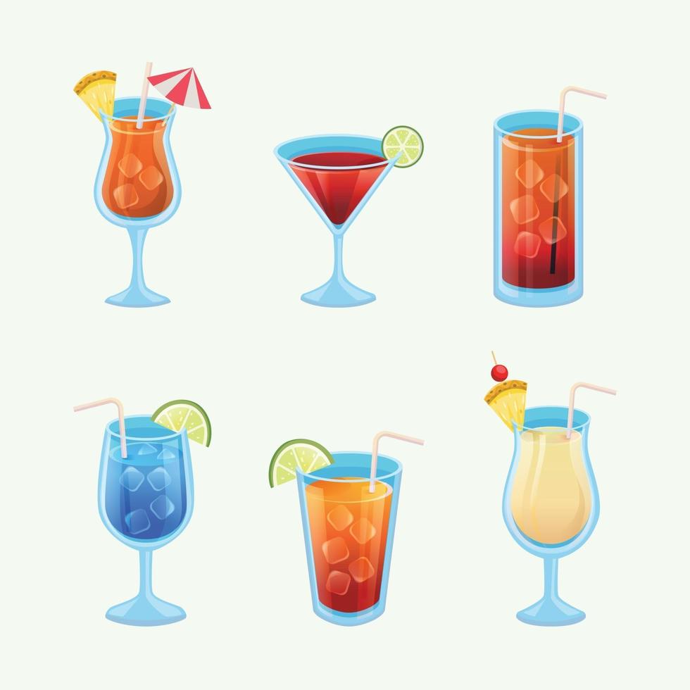 Set of Summer Coctails Drink vector