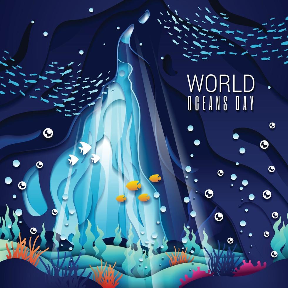 Celebrating World Oceans Day with Underwater Concept vector