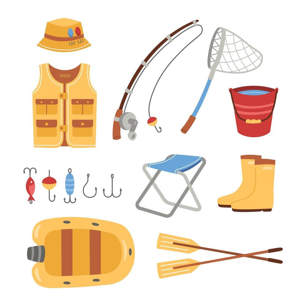 elementos de herramientas de pesca vector