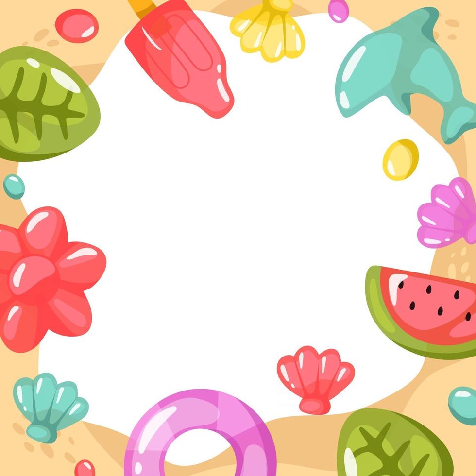 Jelly Decorated On Sand Background vector