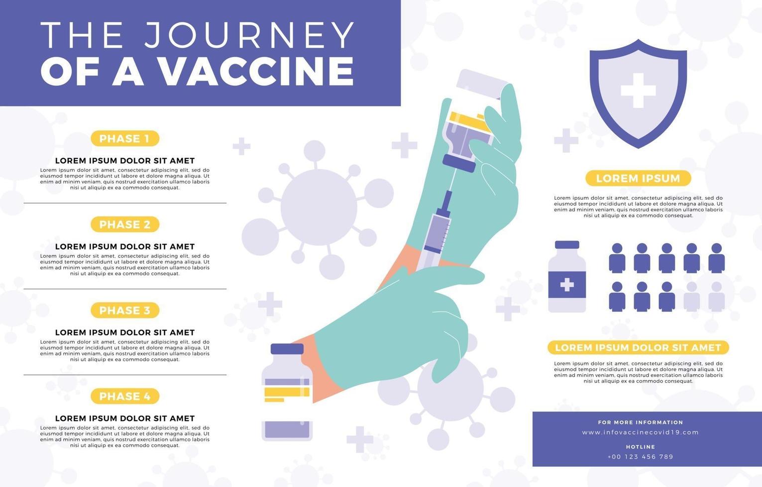 infografía de las fases de la vacuna del virus corona vector