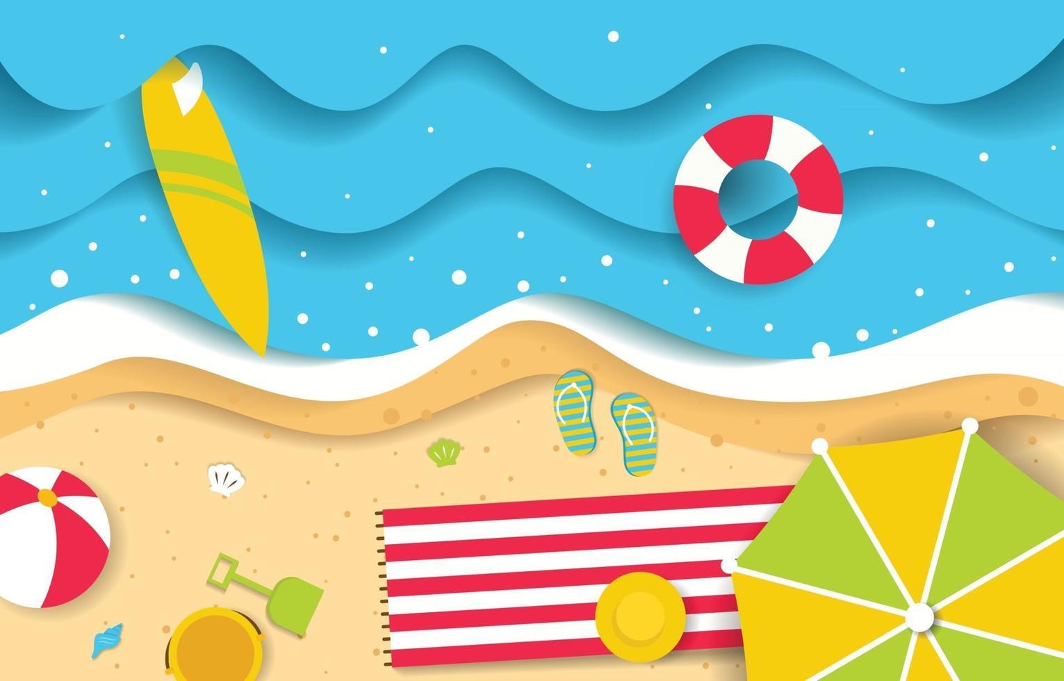 Summer Background with Paper Cut Style vector