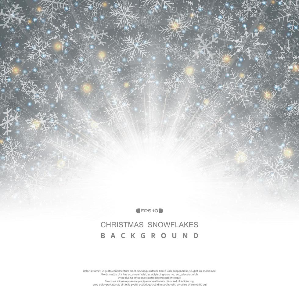 Abstract background of Christmas snowflakes, pattern fantasy with classic sunburst. vector