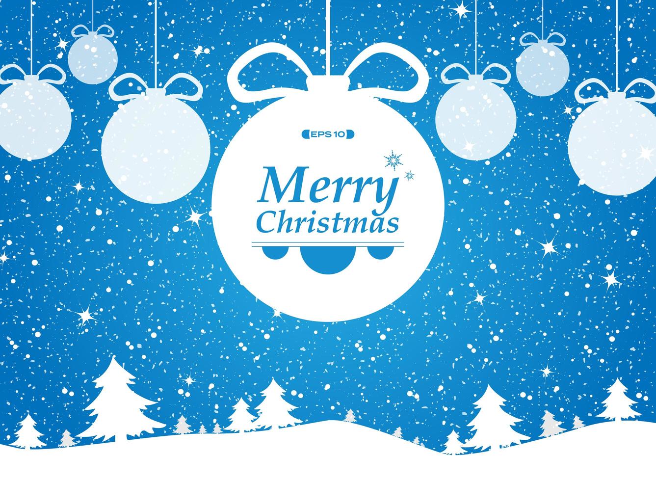 Merry Christmas blue background in forest and snows gifts. vector