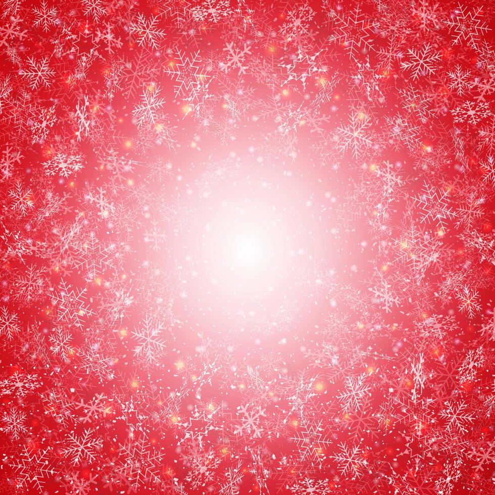 Winter time Red Christmas with snowflakes pattern circle background. vector