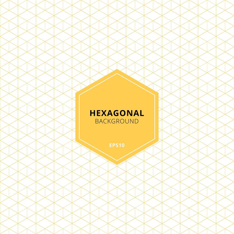 Abstract yellow hexagons pattern on white background. 3D geometric border and lines. vector