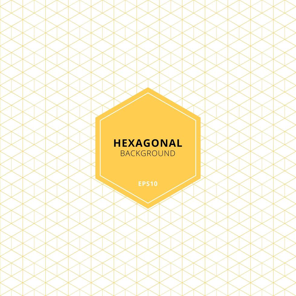 Abstract yellow hexagons pattern on white background. 3D geometric border and lines. vector