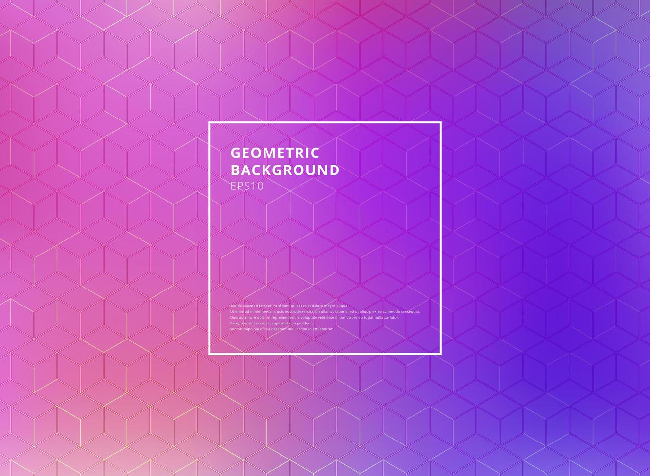Abstract cube pattern on blue and purple gradients background vector