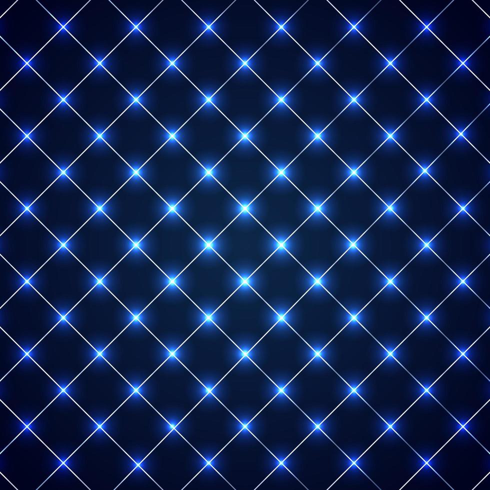 Abstract squares lines grid pattern with circles laser light on blue background technology concept. Geometric template design for cover brochure, banner web, presentation, etc vector