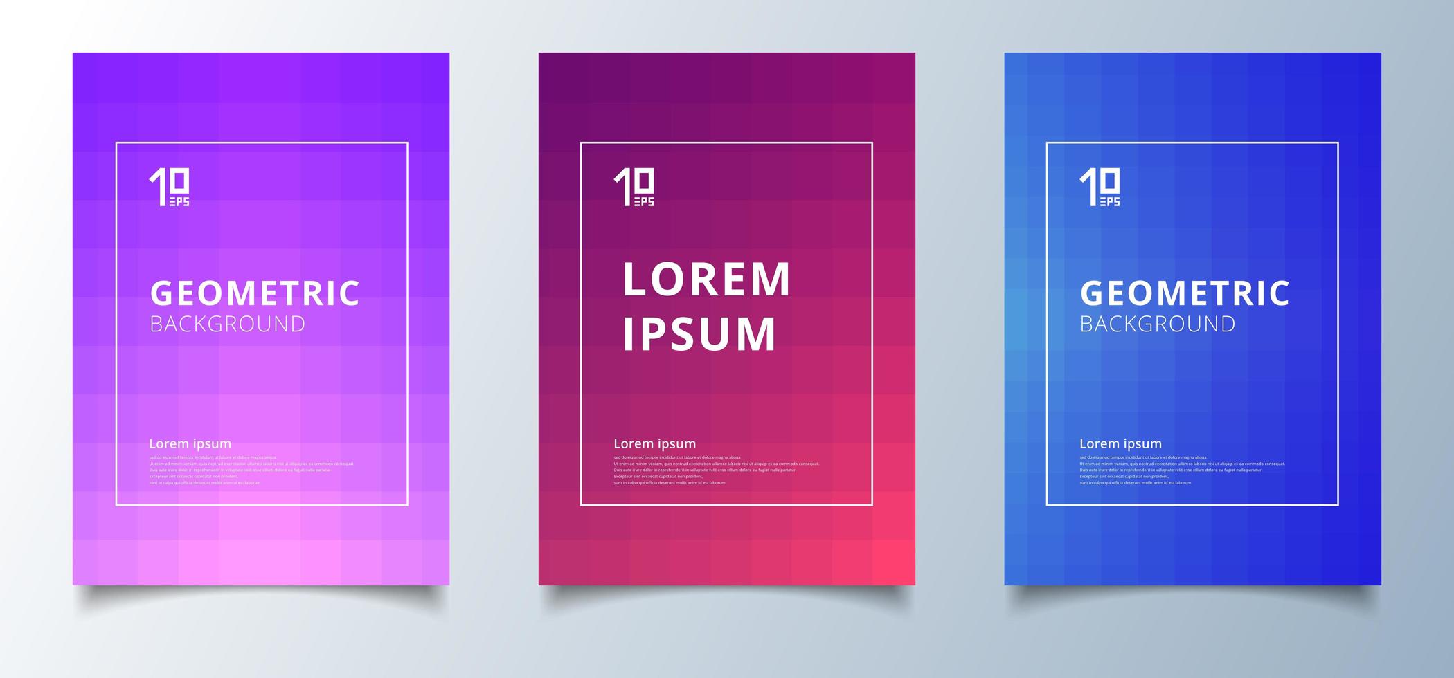 Minimal abstract geometric squares pattern with lighting effect cover design template. vector