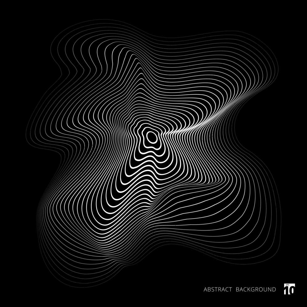Abstract white mesh wave of particles on black elegant background. Futuristic style card. Data technology vector illustration.