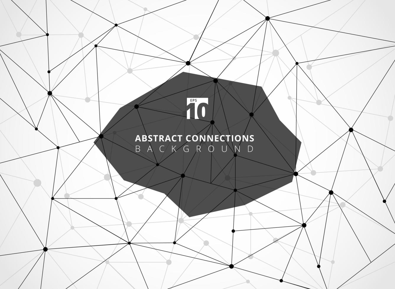 Abstract black wireframe lines geometric connections with nodes on white background. vector
