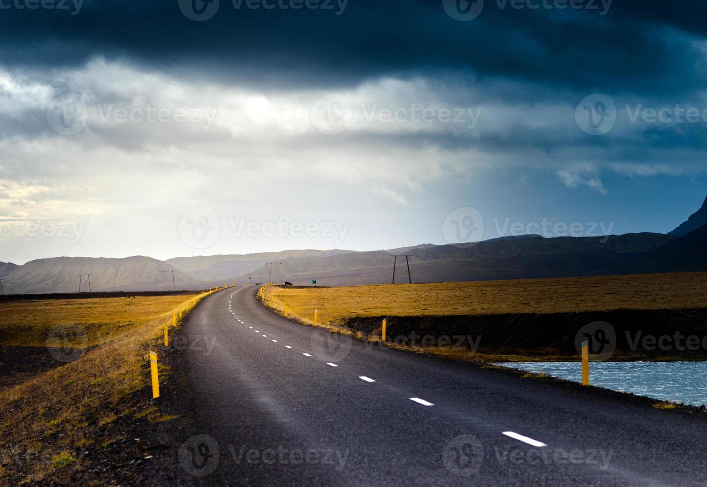 Beautiful mountain road in Iceland photo