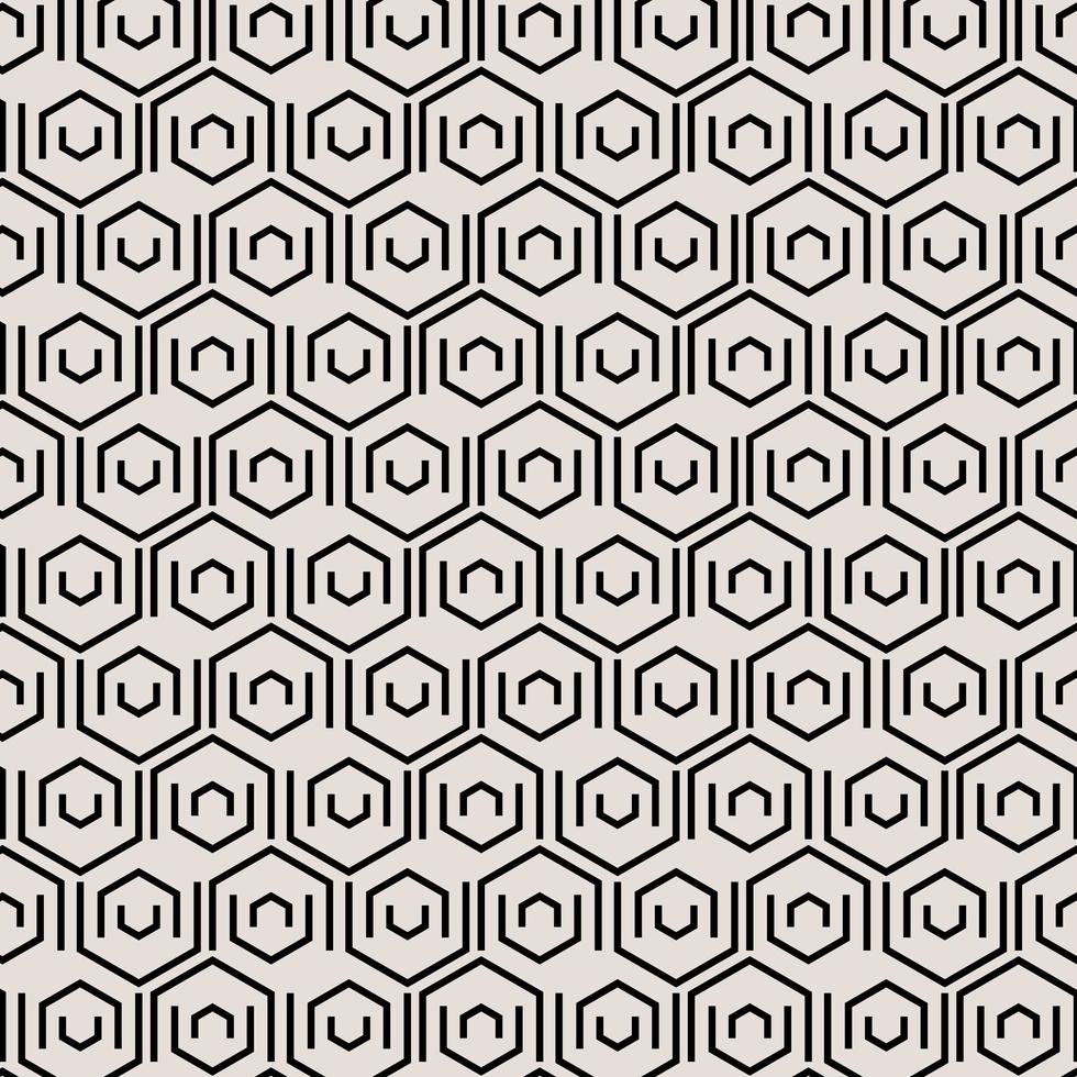 Abstract black geometric tiles pattern with hexagonal elements. vector